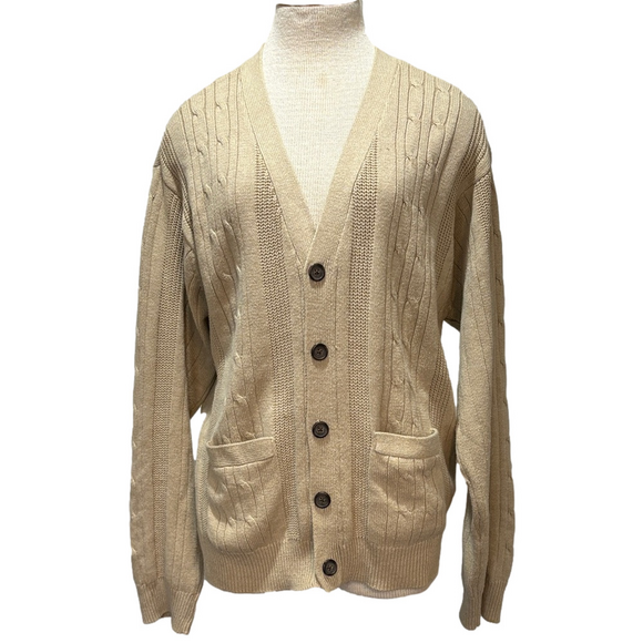 St. John's Bay Other - St John’s Bay sz L tan cableknit grandpa button down cardigan sweater